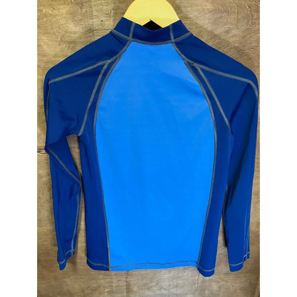 REI Kids Large‎ Blue Long Sleeve Rash Guard Swim Shirt Snake Graphic Mock Neck